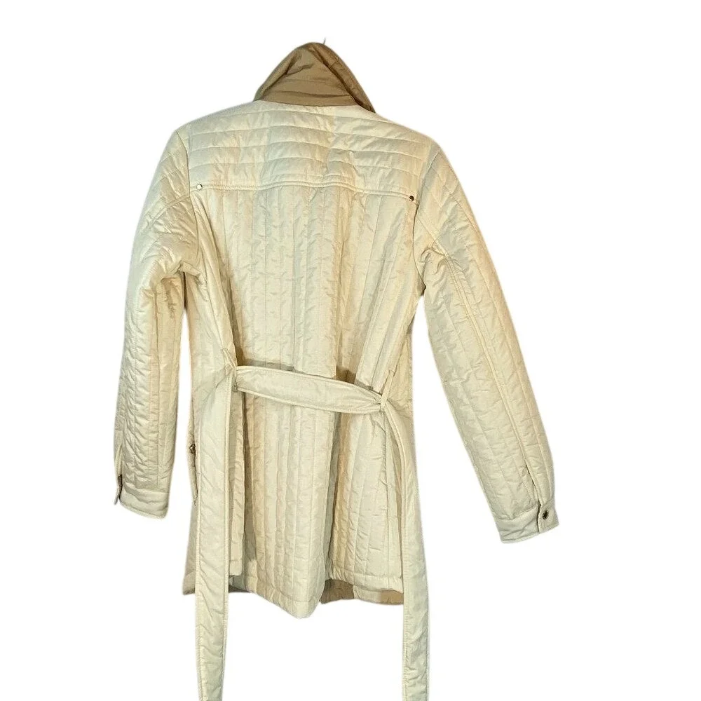 Vince Camuto Womens Quilted Belted‎ Jacket Cream Style V12707-MA New Small